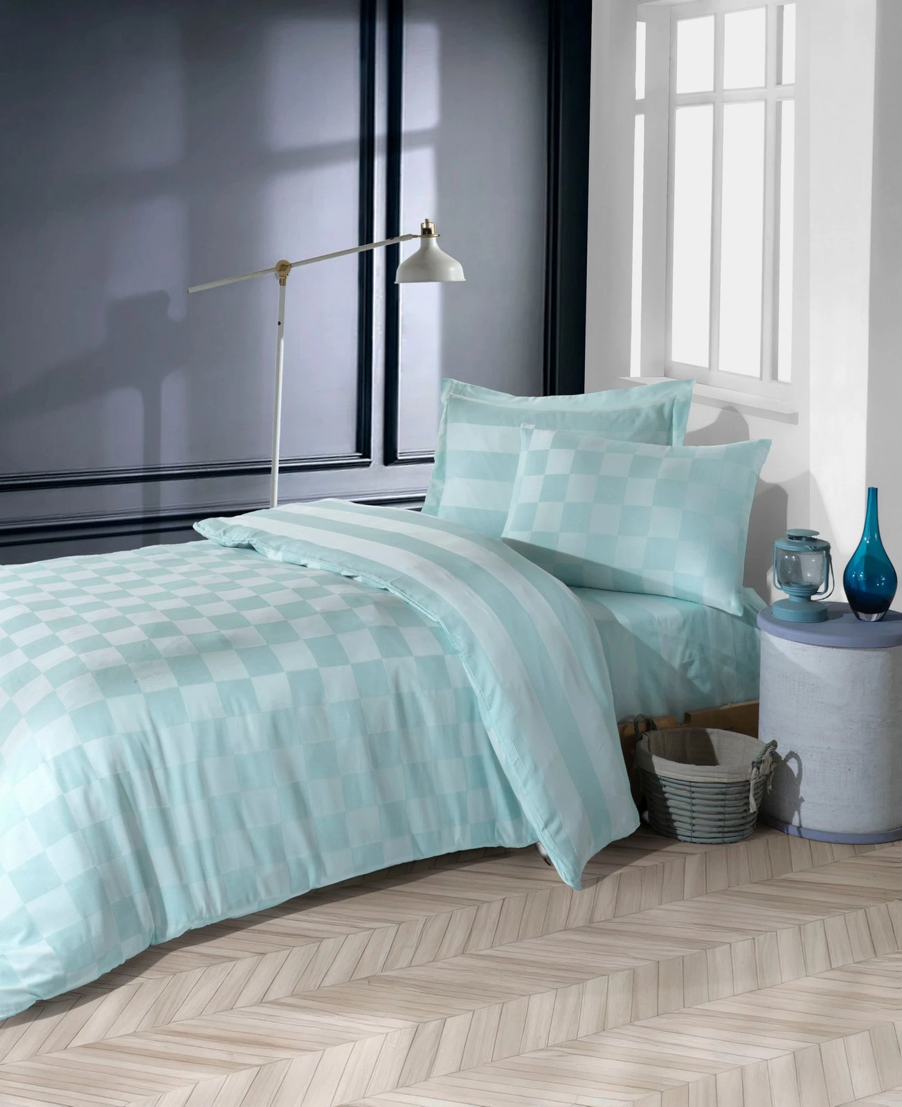 Set mbulesë jorgani XXL, ngjyrë mint, Kareli Saten, një copë