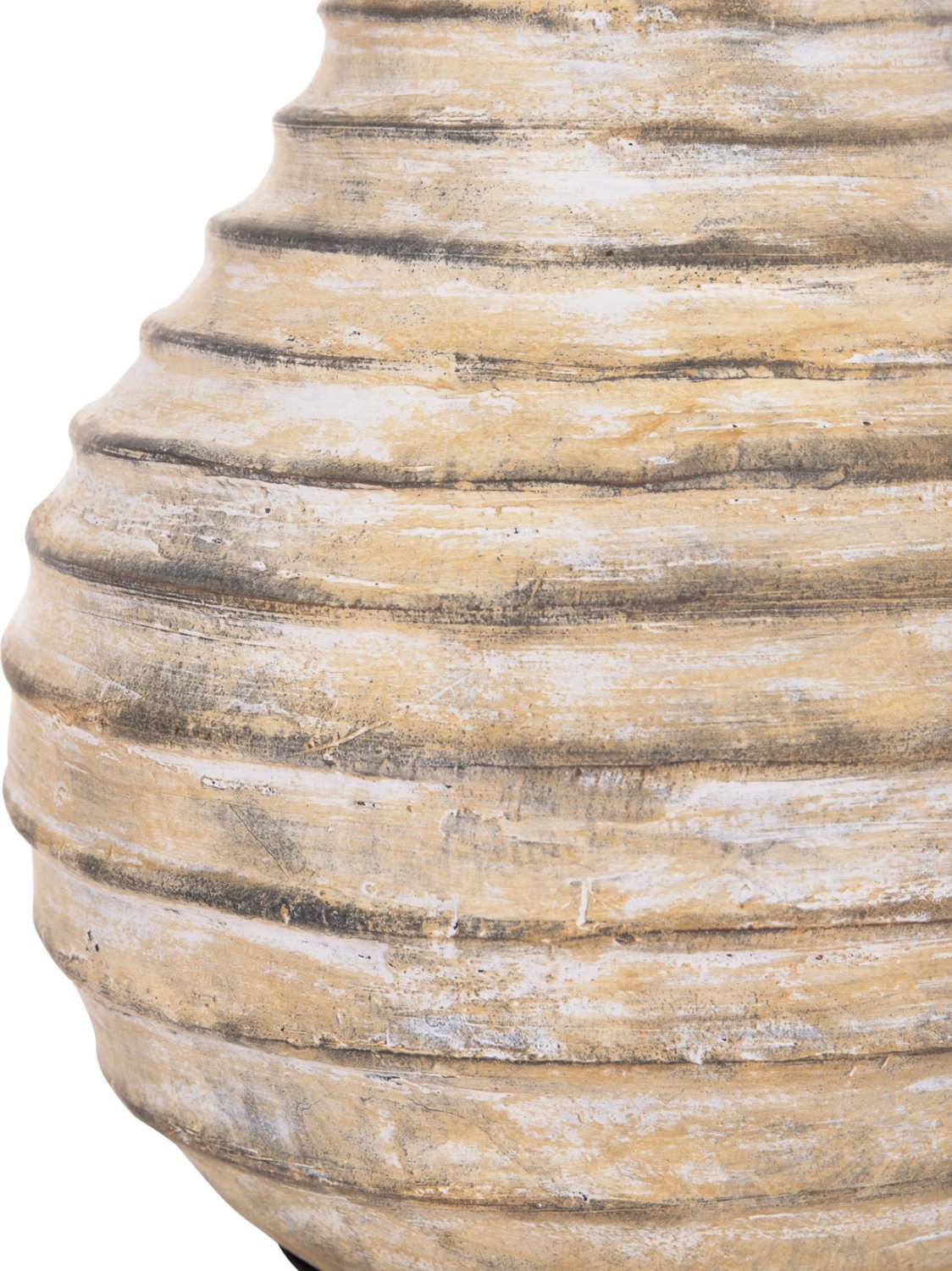 Vazo dekorative tavoline, terrakotë, ngjyrë bezhë e furçuar, VERMO FH4401, 27x30cm