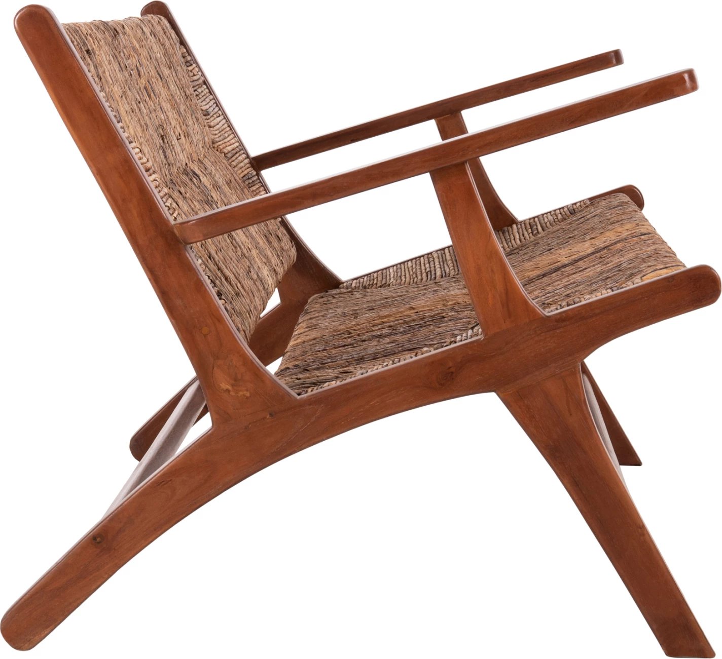 Divan për jashtë 2-vendësh, dru teak, litar banane, 120x76x68,5 cm