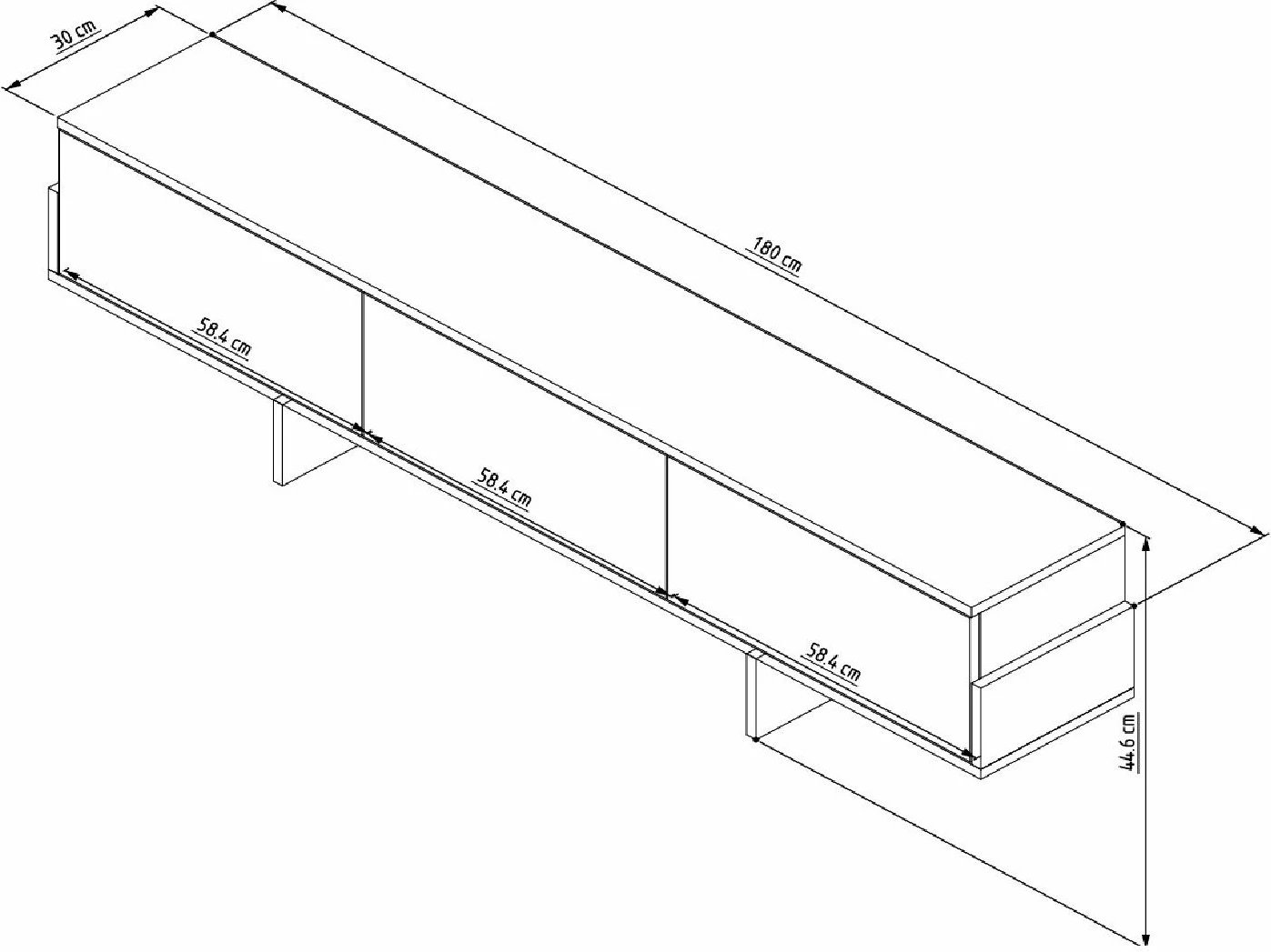 Komodë TV Skye Decor, e bardhë, lisi Sapphire