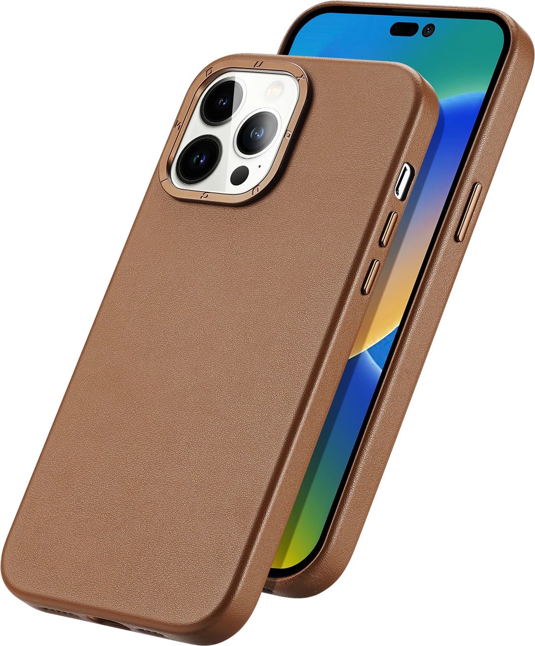 Mbështjellës Dux Ducis Grit për iPhone 14 Pro Max, eco leather, MagSafe, Kafe