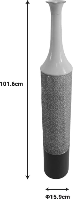 Vazo dekorative Semple Inart metalike, ngjyrë hiri, bardhë dhe e zezë, D15.9x101.6cm