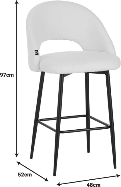 Karrige për bar Masebo, ngjyrë e zezë, këmbë metalike të zeza, 48x52x97cm