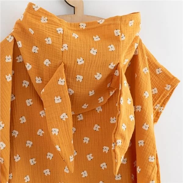 Ponço muslini për bebe, New Baby Feeling Animal, 35 cm, XS, 100% pambuk, me kapuç, ngjyrë sipas fotos