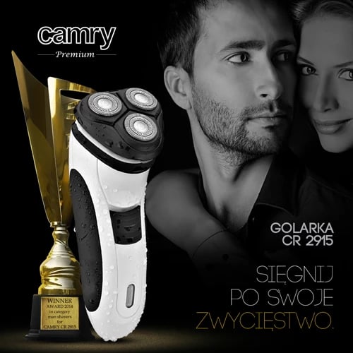 Makinë rroje, Camry, CR 2915, 3 koka lëvizëse, bateri me rikarikim 60 min, bardhë/zezë