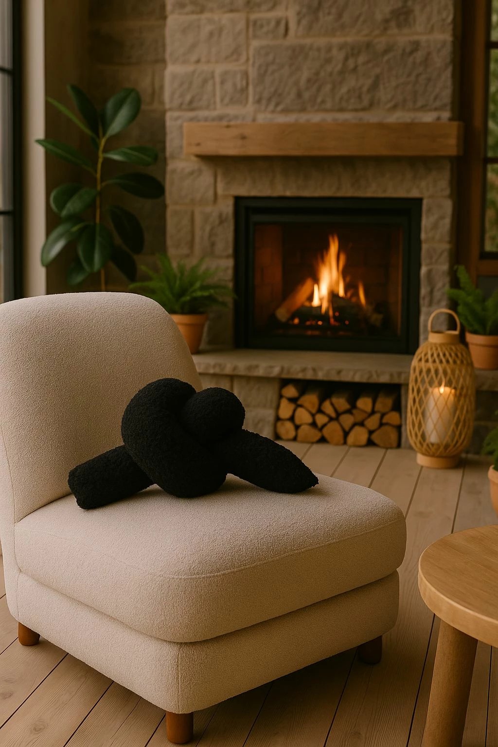 Jastëk dekorativ nyje, i zi, Evila Originals