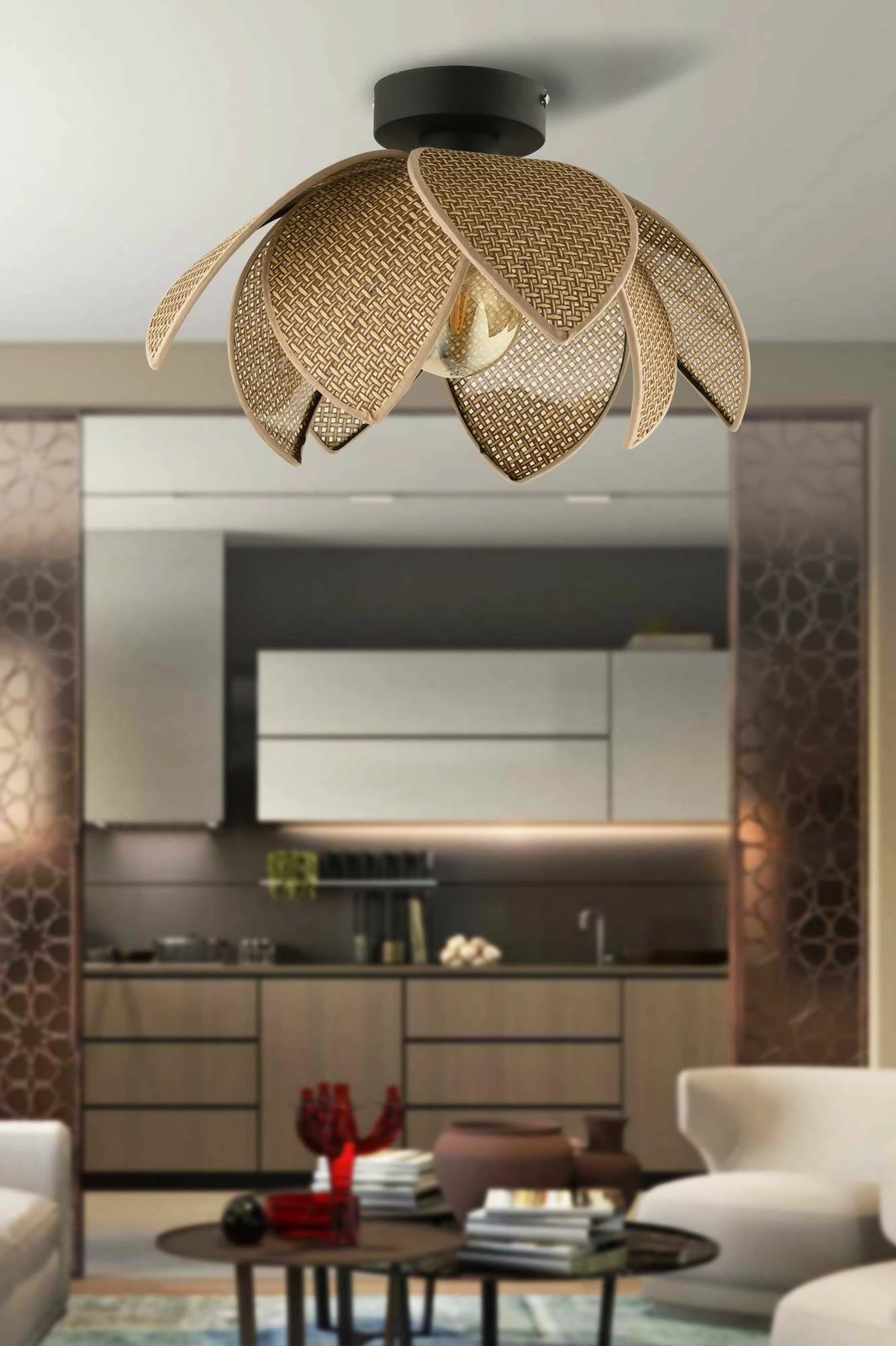 Llambë tavani Opviq, ngjyrë bezhë dhe e zezë, 64888