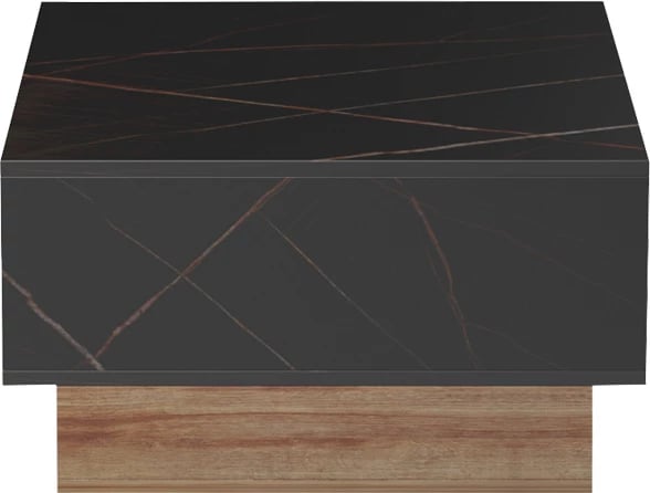 Tavolinë kafeje Dekost, ngjyrë lis dhe mermer i zi, 105x50x32cm