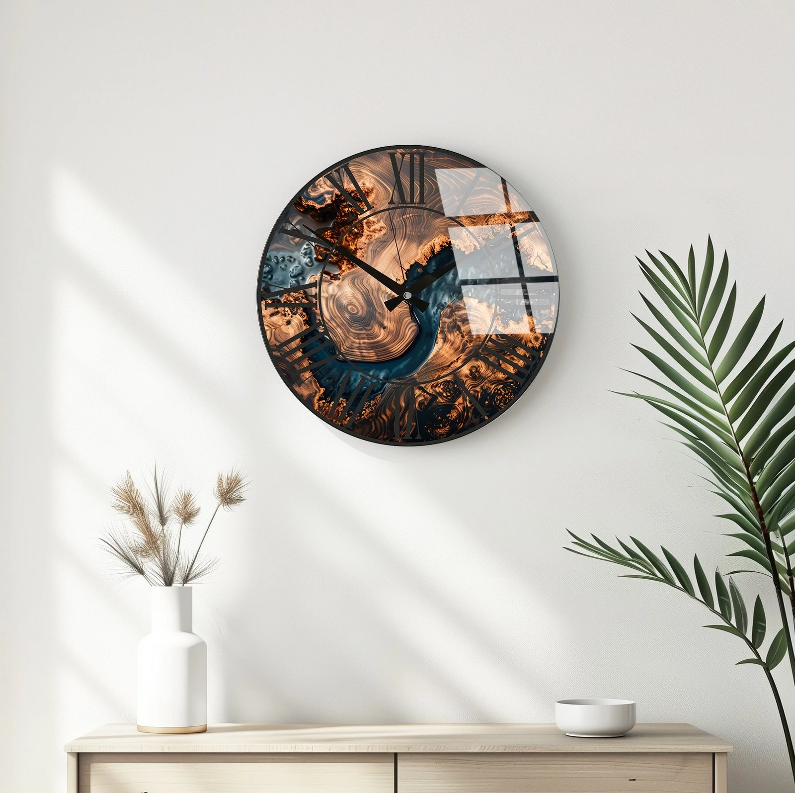 Orë muri dekorative prej xhami Wallity, Huhu327, 40x40cm