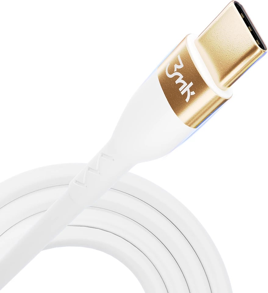 Kabllo USB-C në USB-C 3mk Hyper Silicone Cable, 2m, 100W, e bardhë Kabllo USB-C në USB-C 3mk Hyper Silicone Cable, 2m, 100W, e bardhë