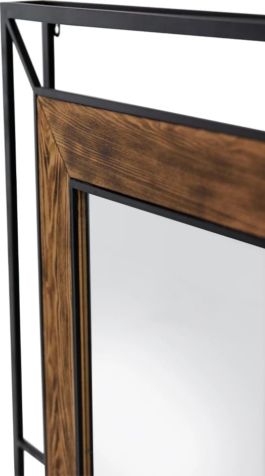 Pasqyrë Mistras, dru natyral, metal i zi, 80x120cm