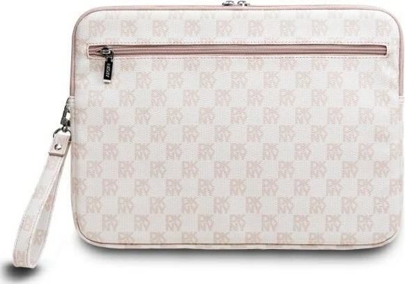 Mbështjellës laptopi DKNY Sleeve, 14", motiv shahu me vija, rozë