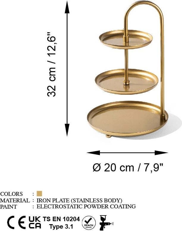 Aksesor dekorativ metalik, dizajn Aberto, ngjyrë ari, Kalkı-B