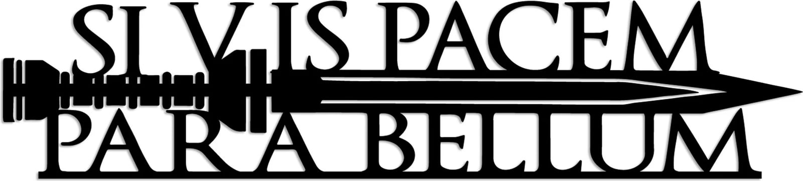 Aksesor dekorativ metalik për mur, Wallity, Si Vis Pacem 2, ngjyrë e zezë, 60x14cm