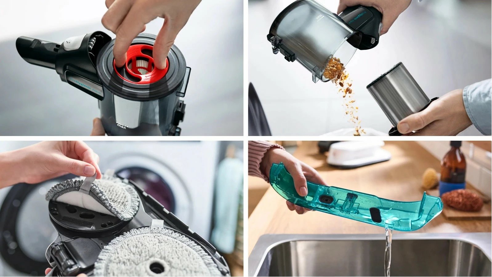 Fshesë me korrent vertikale Bosch Unlimited 7 ProHygienic Aqua BCS71HYG1, pa kabllo, 0.3L, e bardhë, me aksesorë