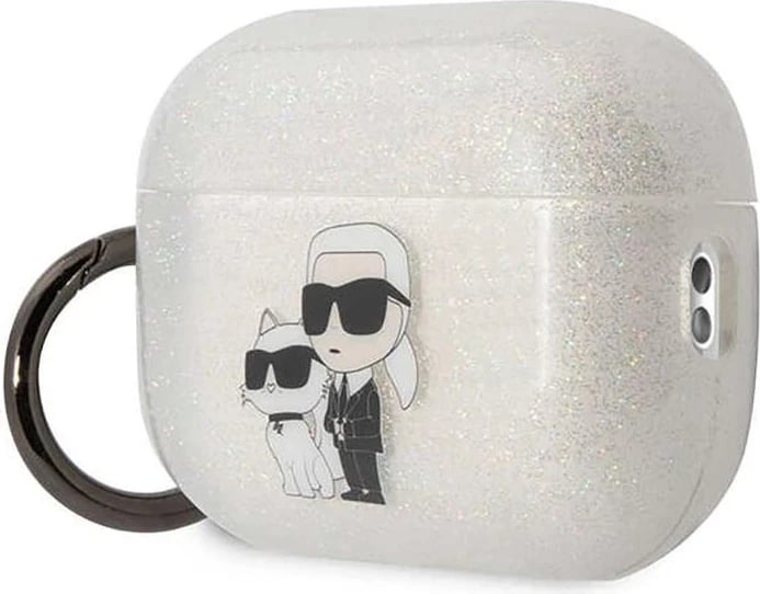 Mbështjellës Karl Lagerfeld Glitter NFT Karl & Choupette, Apple AirPods Pro 2, transparent