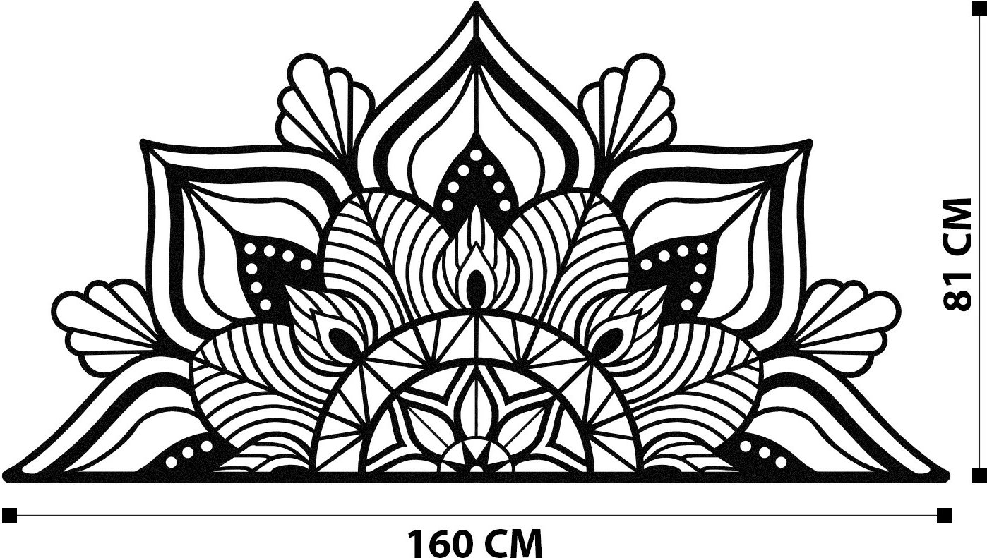 Aksesor dekorativ metalik për mur, Wallity Berceste, ngjyrë e zezë, 160x81cm