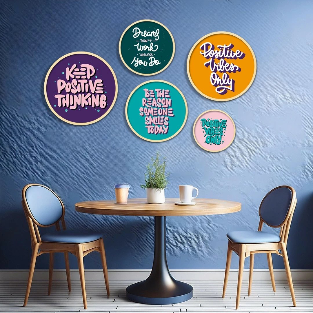 Set pikturash dekorative me kornizë MDF, 5 copë, Wallity Yats-12, shumëngjyrëshe