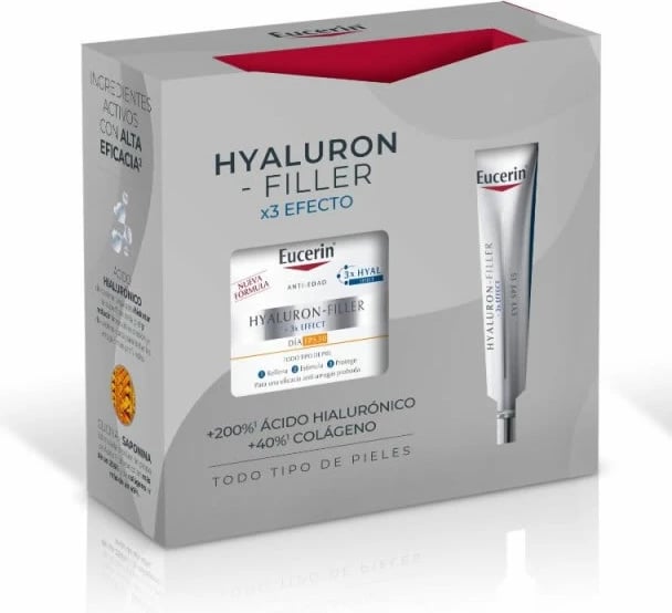 Set për kujdes fytyre Eucerin Hyaluron Filler Day SPF30 unisex, 2 copë