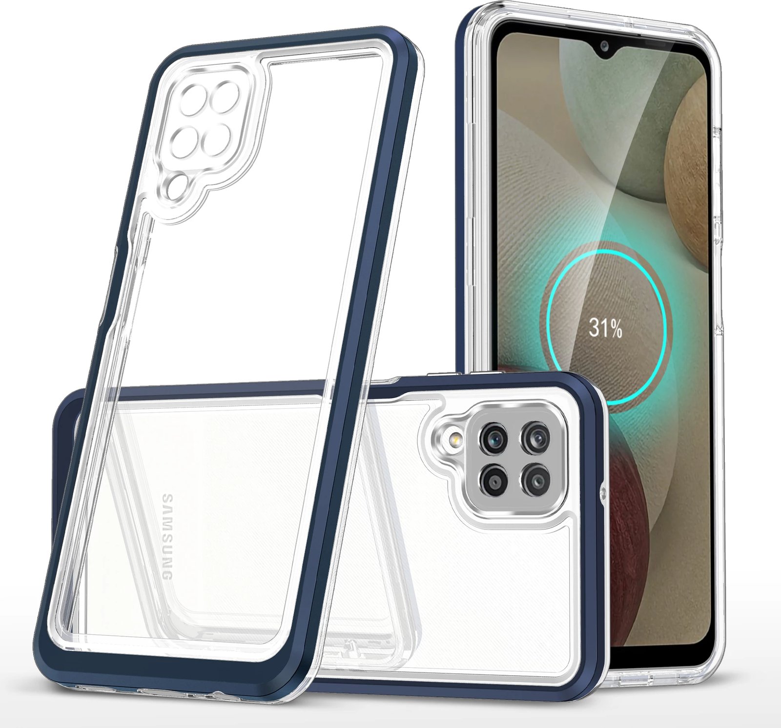 Mbështjellës Hurtel Hybrid Armor Clear 3in1 për Samsung Galaxy A12 5G, Blu/Transparent
