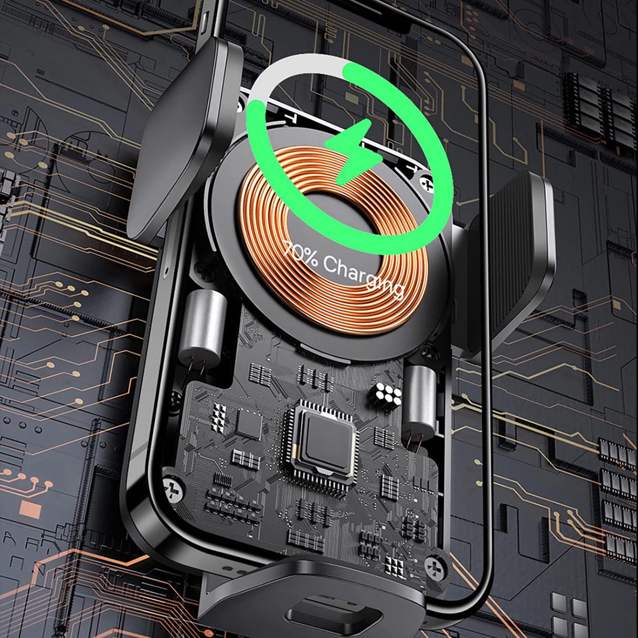 Mbajtës automatik Baseus Wisdom CGZX000001 me karikues wireless 15W, për grilë, i zi