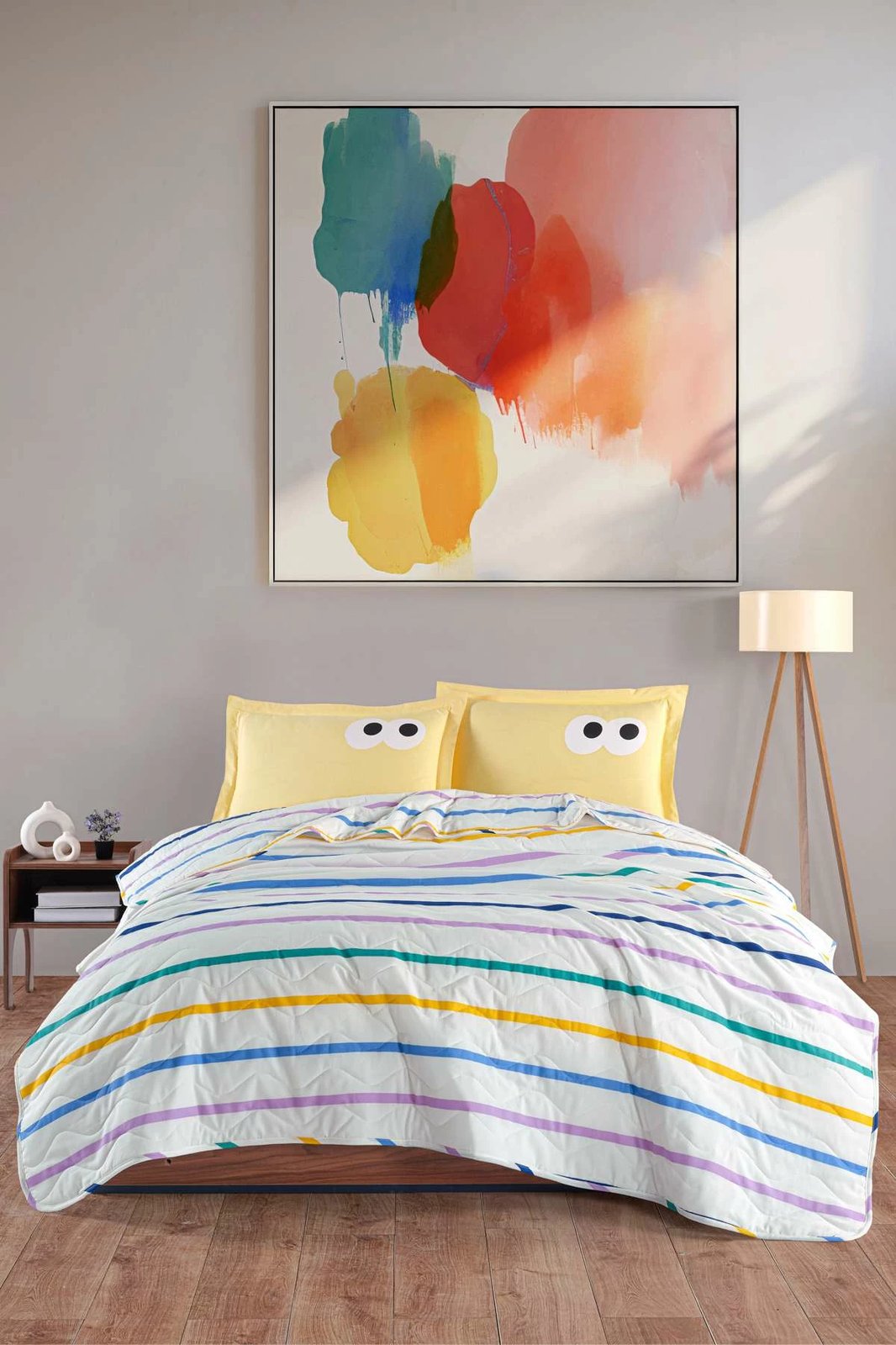 Set mbulesë krevati king, i qepur, Funny, ngjyrë e verdhë, L'essentiel