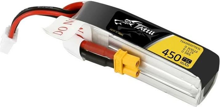Bateri LiPo Tattu 450mAh 11.1V 75C 3S1P me lidhës XT30