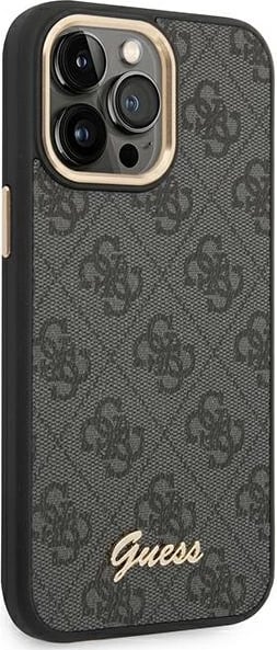 Mbështjellës Guess 4G Vintage Gold Logo për iPhone 14 Pro Max 6.7", i zi