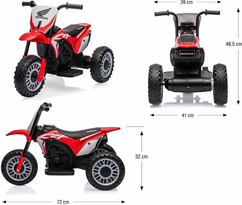 Motoçikletë elektrike lodër, Milly Mally, Honda CRF 450R, 6V 4.5Ah 30W, 2.5-3 km/h, 24M+, e kuqe
