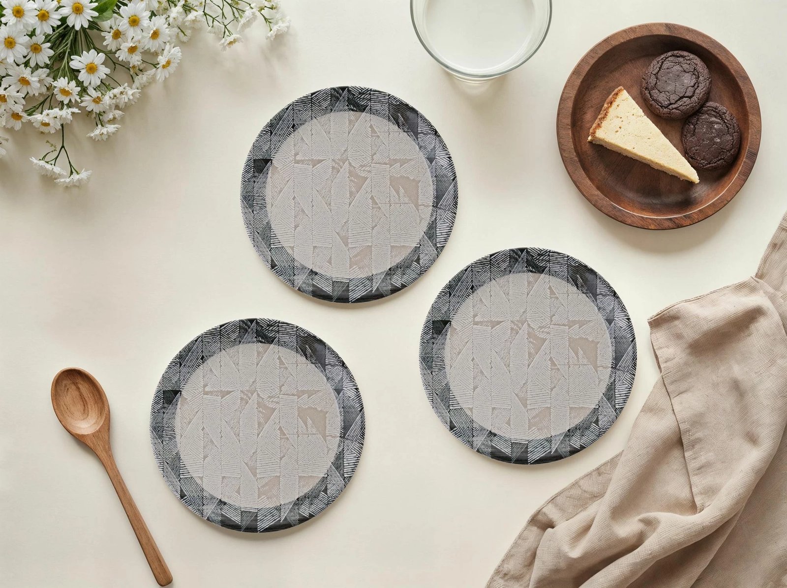 Set pjatash ëmbëlsirash (6 copë), Hermia Concept, model gri