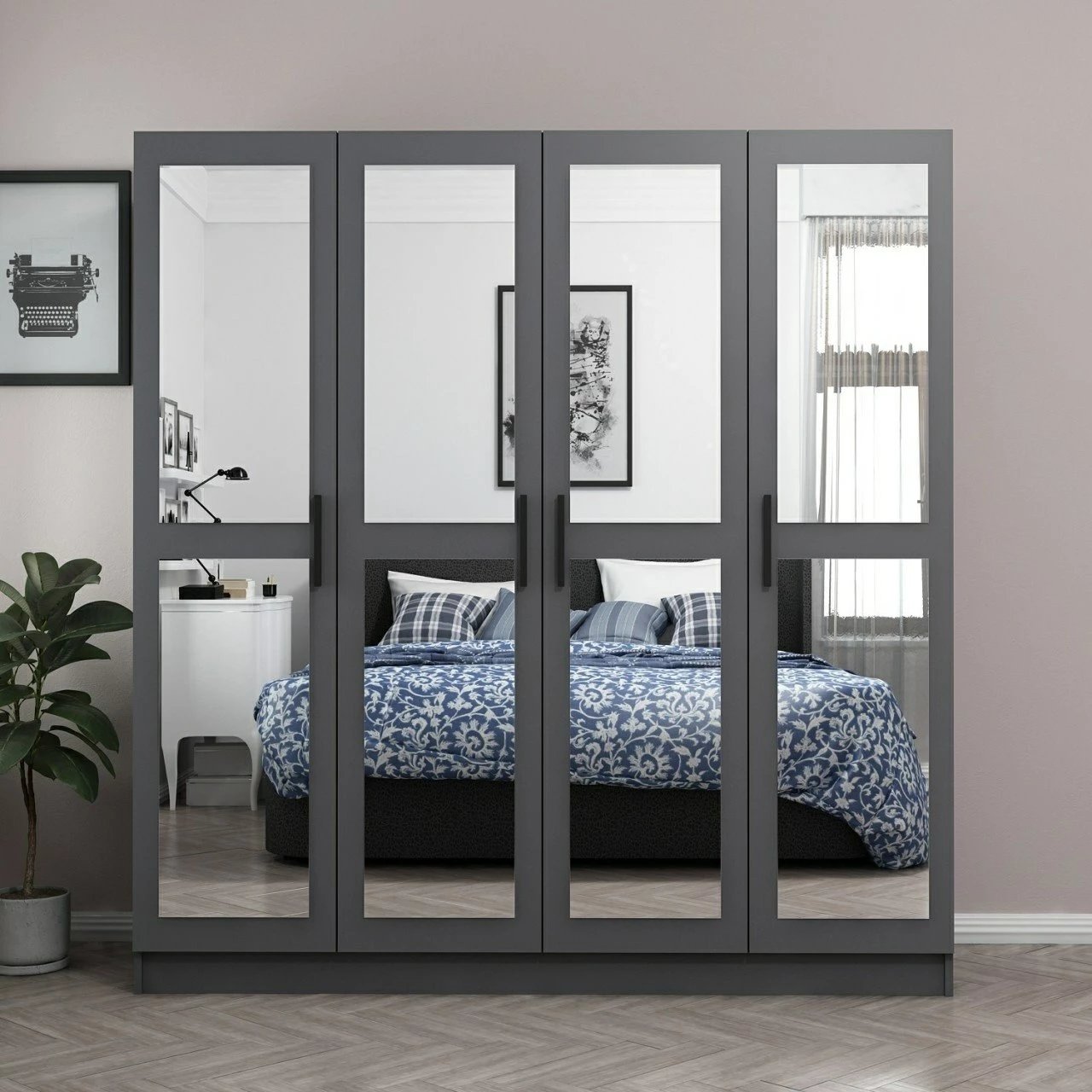 Dollap i madh për dhomë gjumi, ngjyrë antracit, Skye Decor - 4985