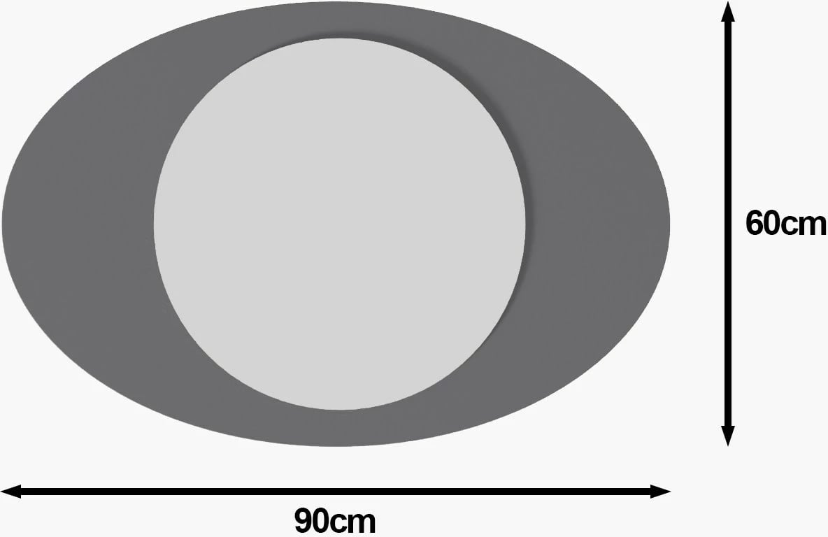Pasqyrë ovale, ngjyrë antracit, Skye Decor, Obble, 60x90cm