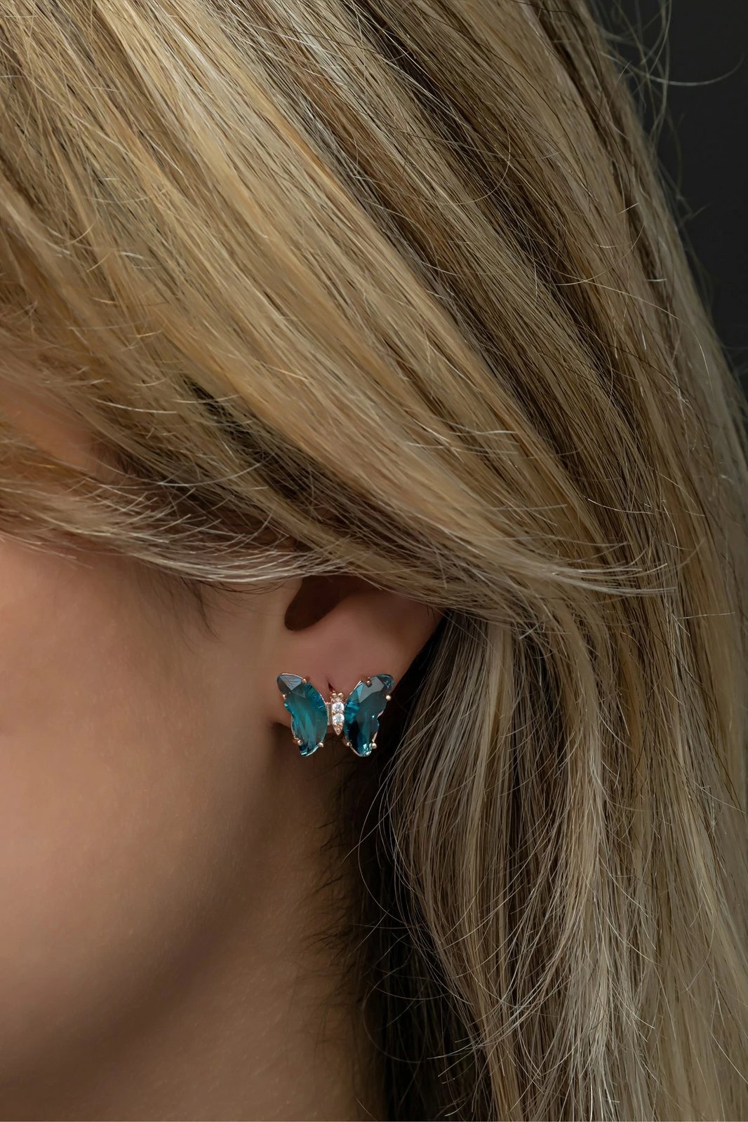 Vathë argjendi, model fluture, ngjyrë argjendi dhe blu, Jumeon, NRZ998738