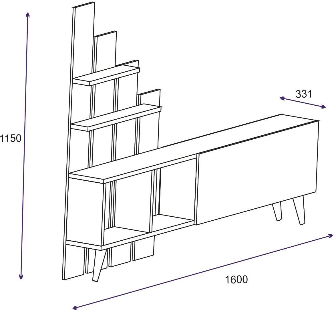 Komodë televizori Hanah Home, ngjyrë pishë Atlantike