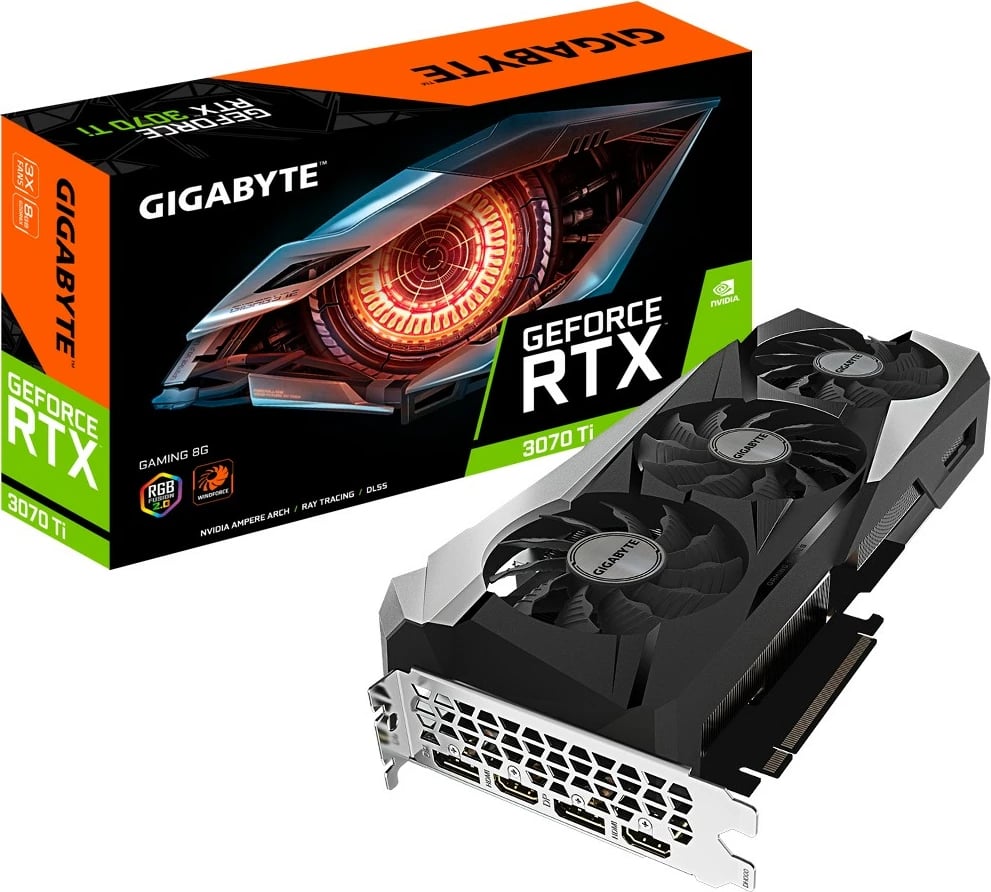 Kartelë grafike Gigabyte GeForce RTX 3070 Ti 8G, 8 GB, GDDR6X, PCI Express x16 4.0, e zezë/gri