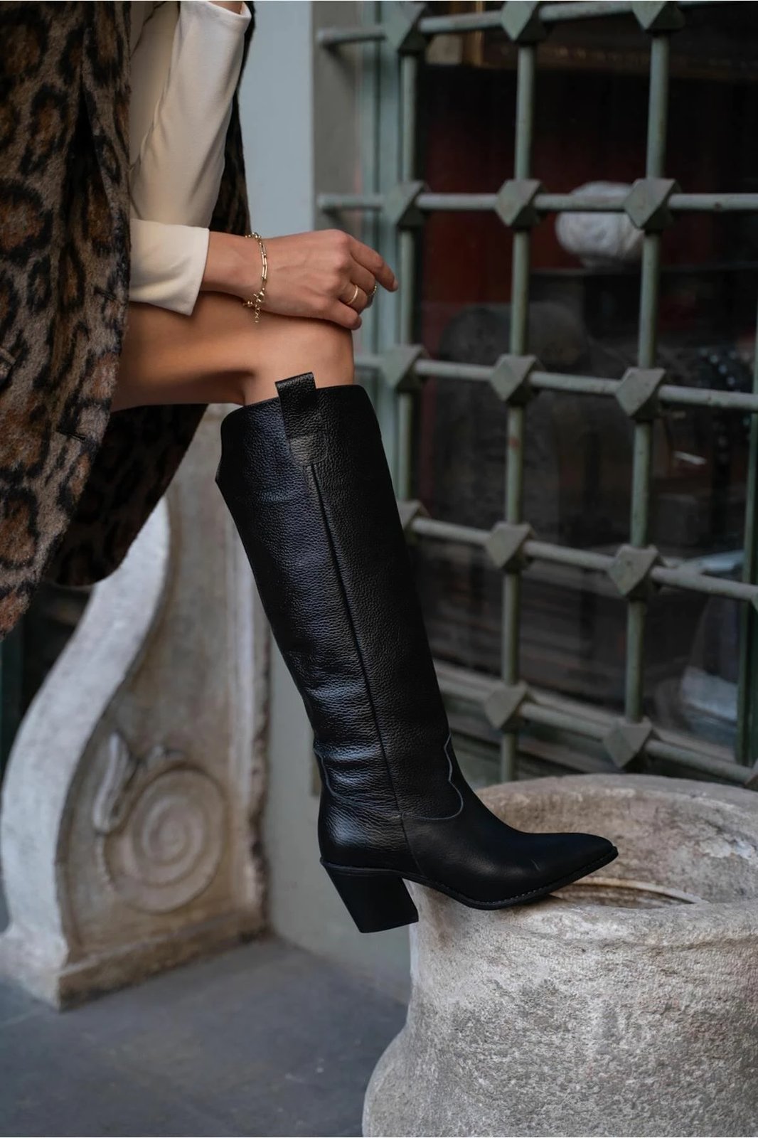 Çizme për gra, lëkurë e zezë, Jumeon, MK1350123SFT10-01