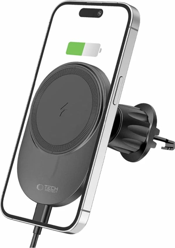 Mbështjellës magnetik për veturë Tech-Protect MM15W-V1 me karikues wireless 15W, i zi
