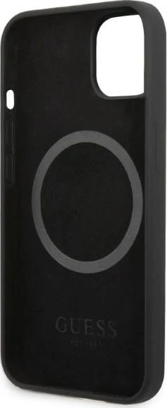 Mbështjellës Guess GUHMP13MSPLK për iPhone 13 6.1", silikon, MagSafe, zi