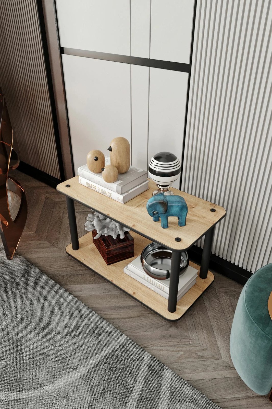 Tavolinë kafeje, dy kate, ngjyrë lisi, Skye Decor