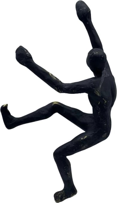 Dekor për mur, alpinist, polirezine, ngjyrë e zezë dhe ari, 14x6x24cm