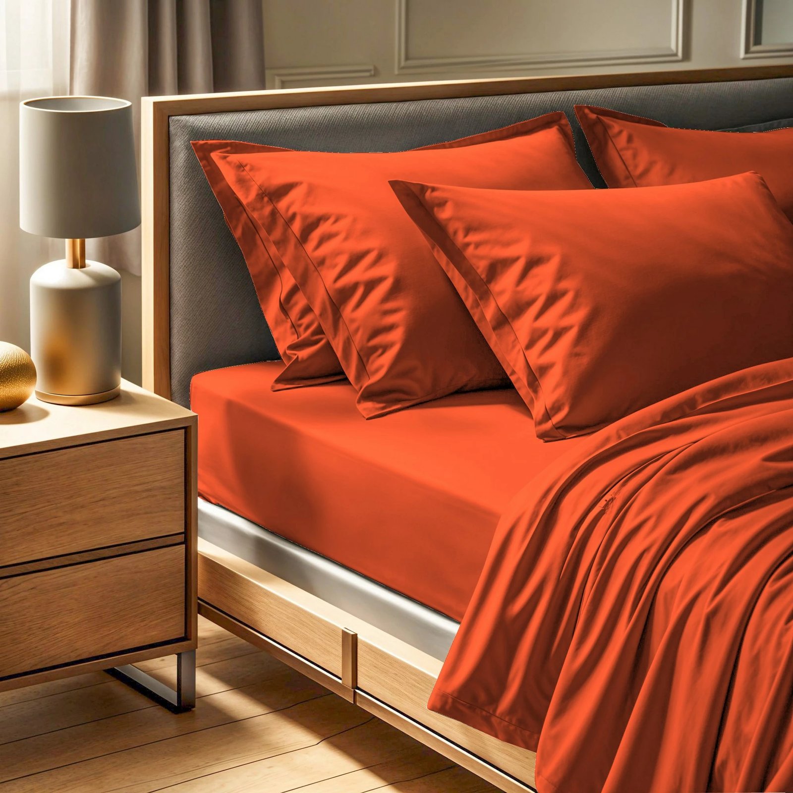 Çarçaf i shtrirë dopio, pambuk ranforce, ngjyrë kanelle, 140x190+30cm