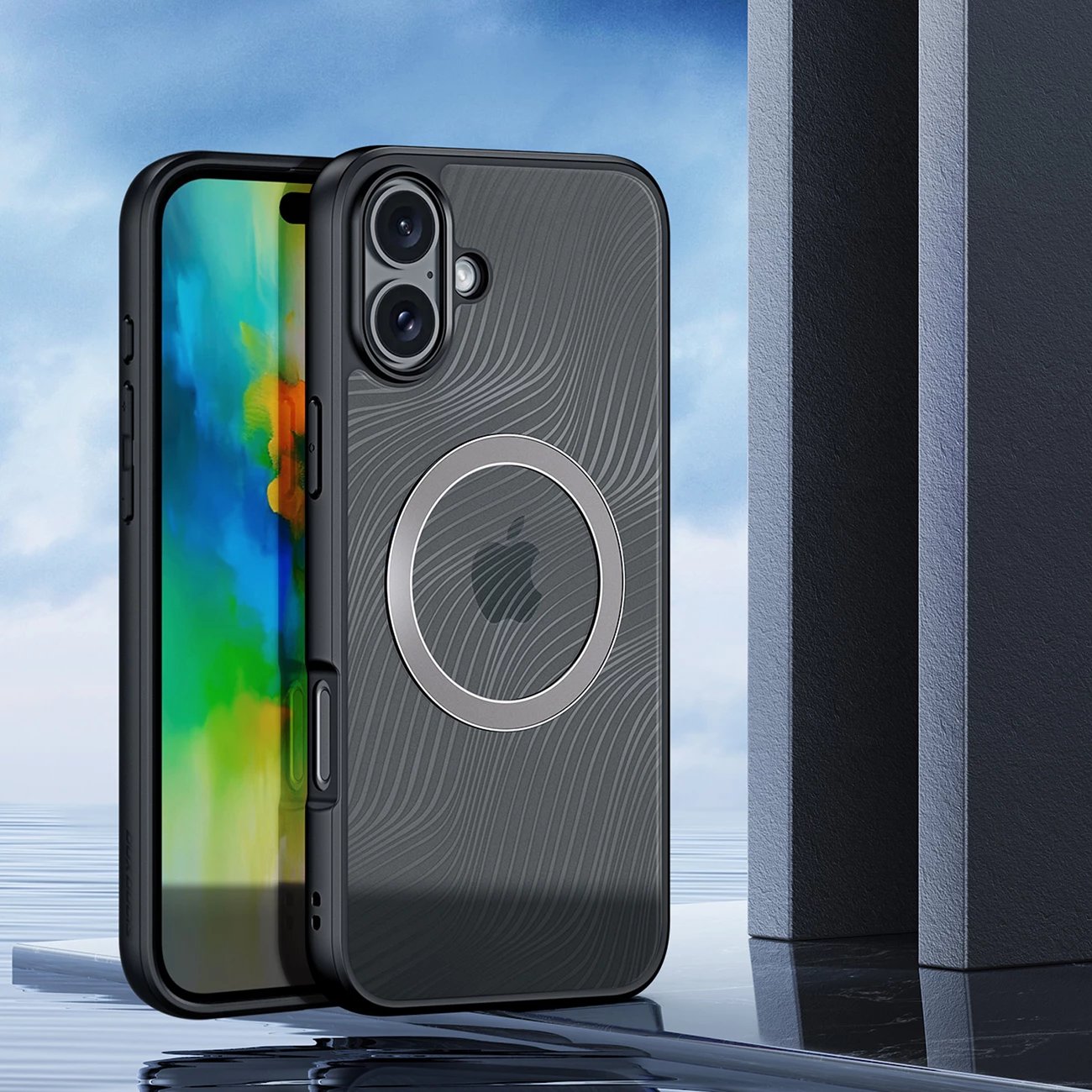 Mbështjellës Dux Ducis Aimo Mag për iPhone 16, MagSafe, i zi