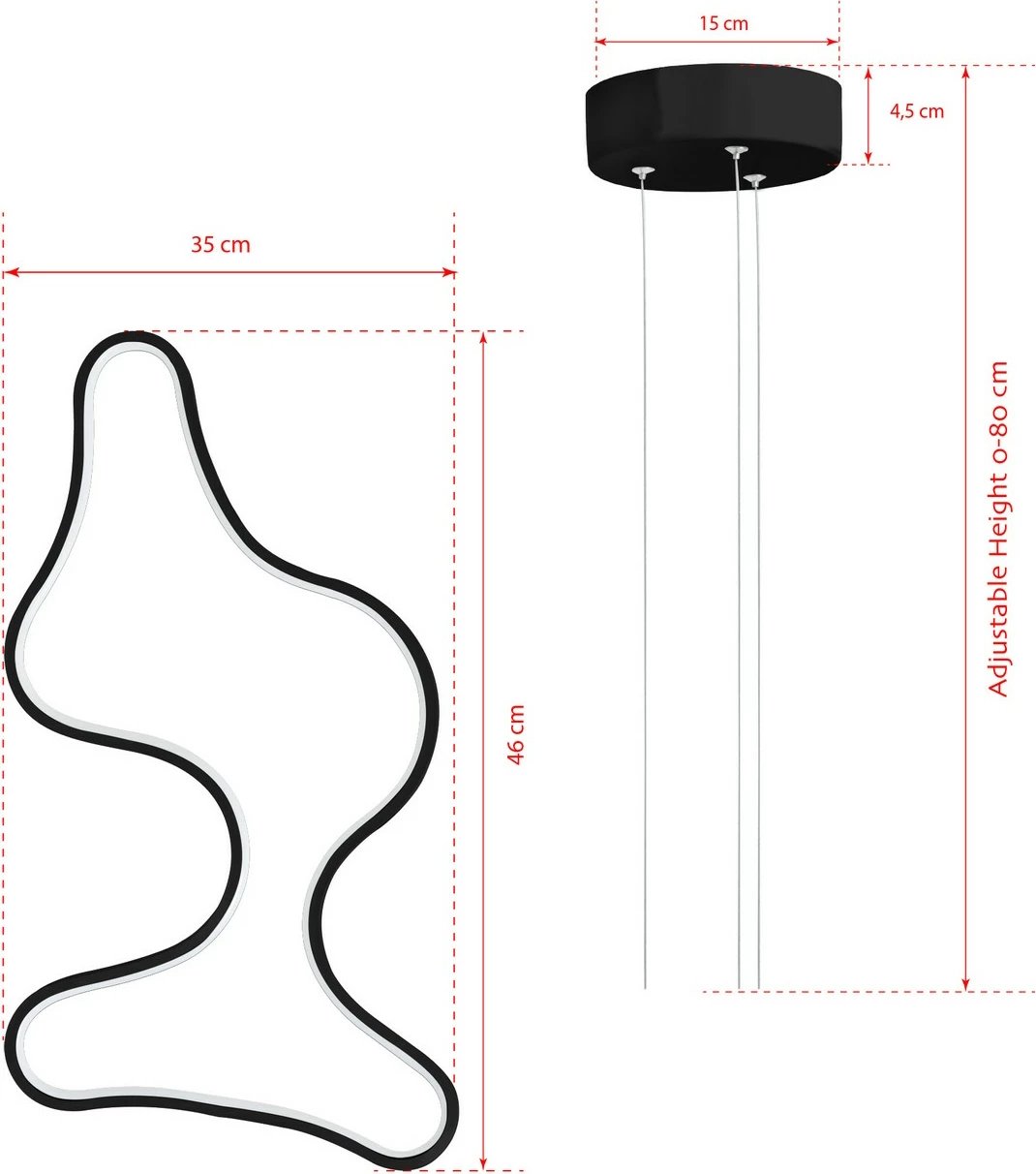 Llambë varëse Opviq, trup alumini i zi, dritë e bardhë