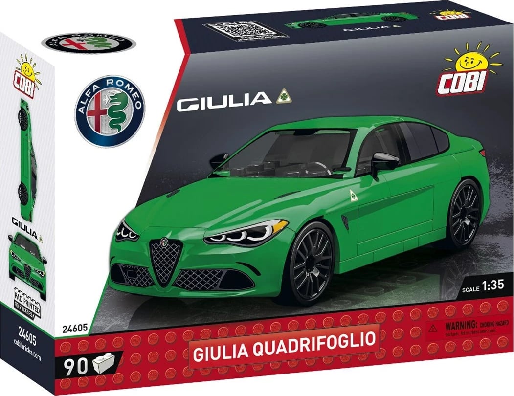 Set ndërtimi COBI Alfa Romeo Giulia Quadrifoglio, 90 pjesë, Jeshile