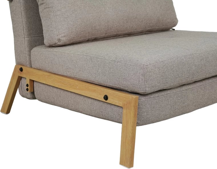 Poltronë-krevat Fancy, material stof, ngjyrë bezhë, këmbë natyrale, 95x98x70cm