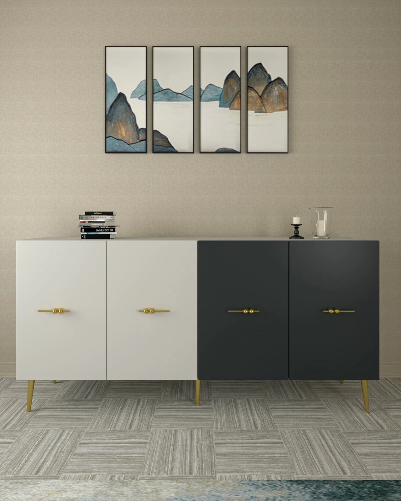 Konsol Skye Decor, Loop KB150, e bardhë, antracit