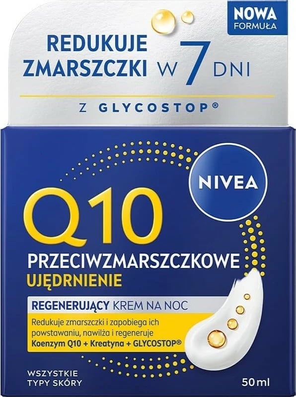 Krem nate kundër rrudhave për femra Nivea Q10 Anti-Wrinkle Firming Regenerating, 50ml