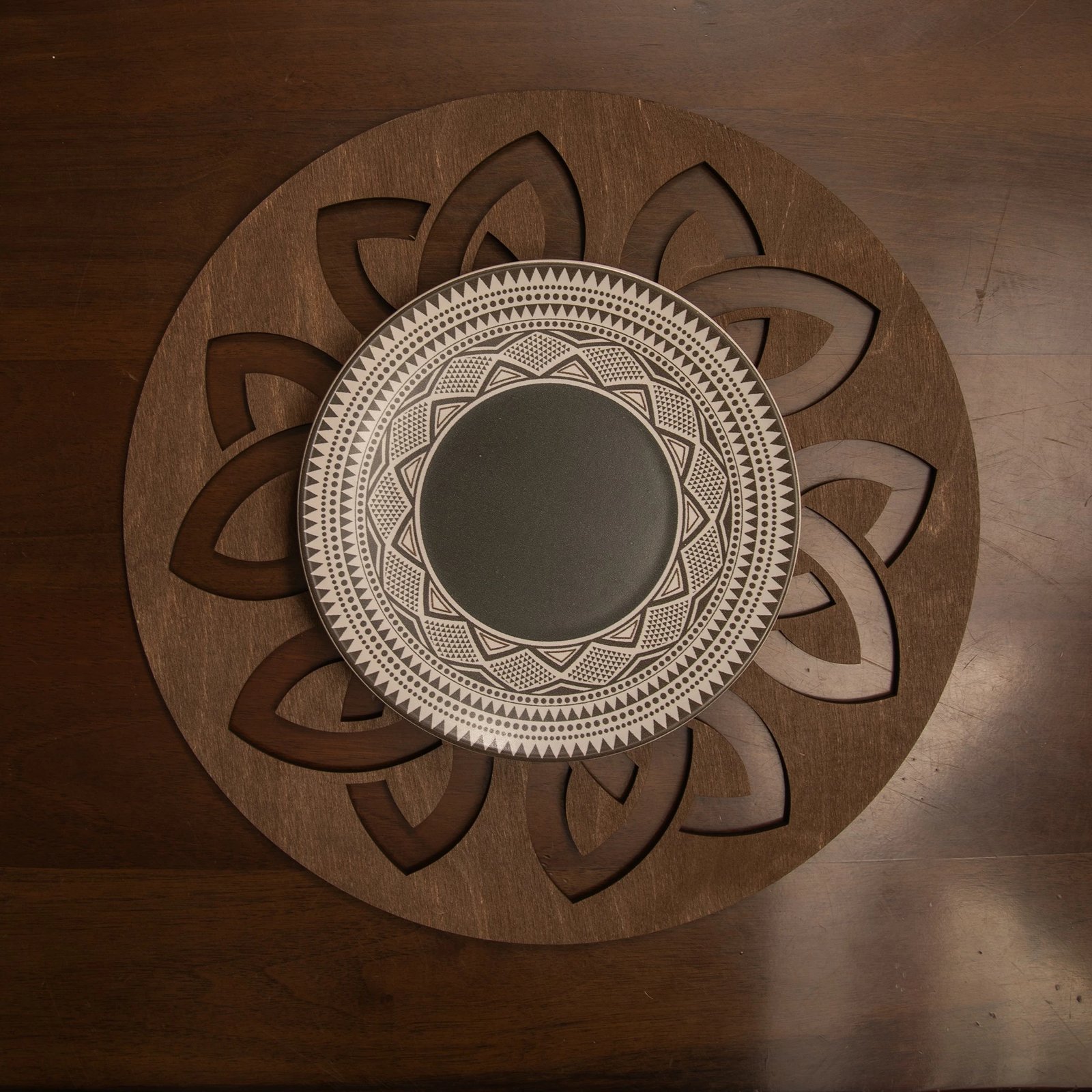 Set nënshtrues tavoline prej druri, 6 copë, Hermia, Lugh, ngjyrë wenge