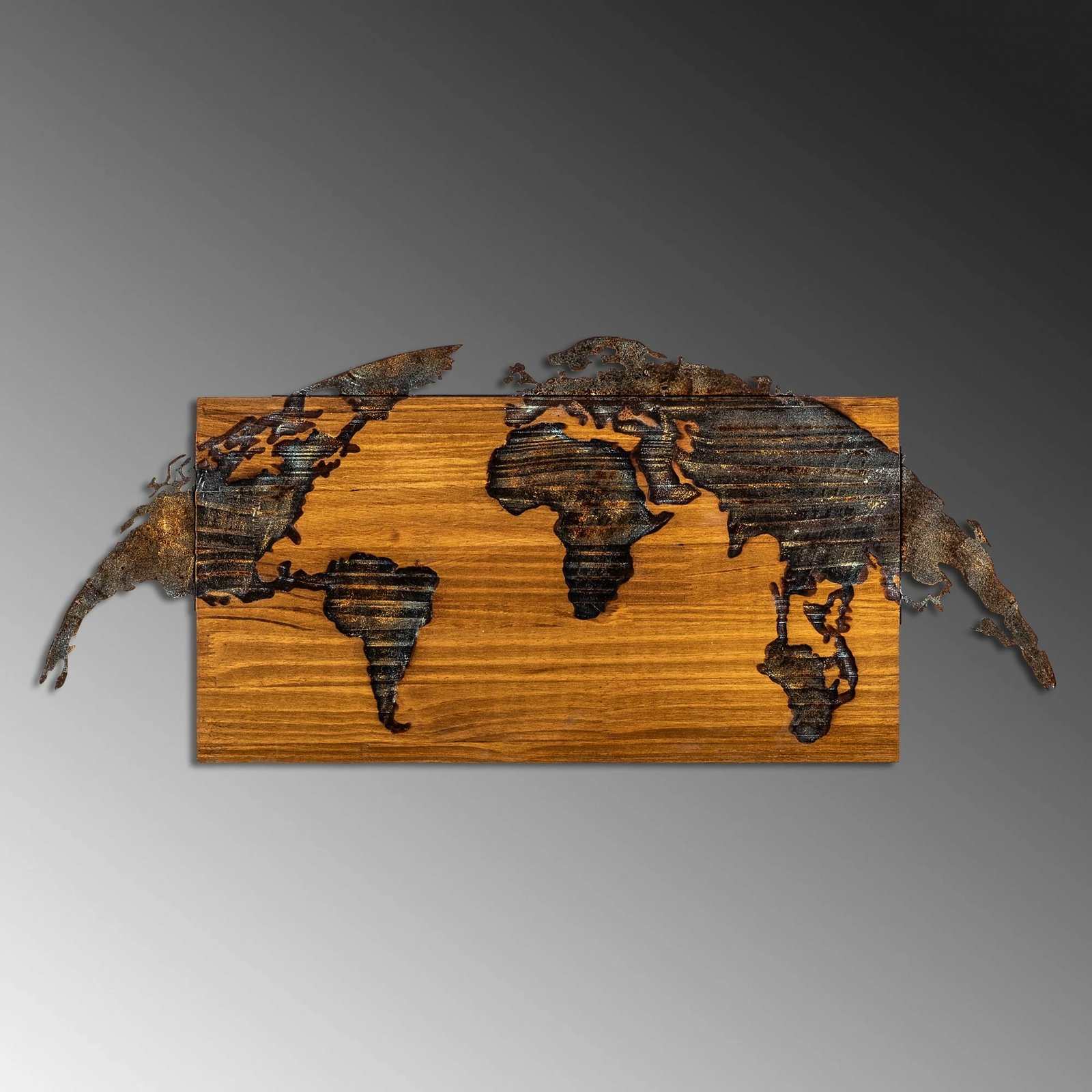 Aksesor dekorativ muri, hartë bote prej druri, Wallity