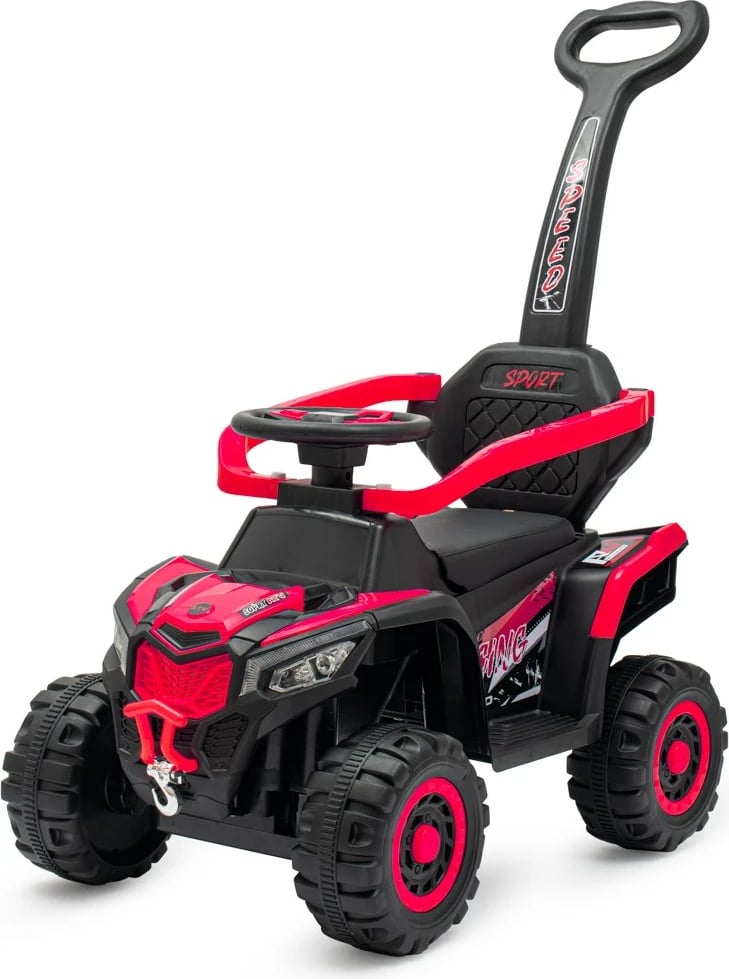 ride-on elektrik për fëmijë, Baby Mix Ruggy, motor 18W, bateri 6V, shufër shtytëse prindërore, deri 30 kg, e kuqe